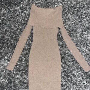 & Other Stories Tan Long Sleeve Dress